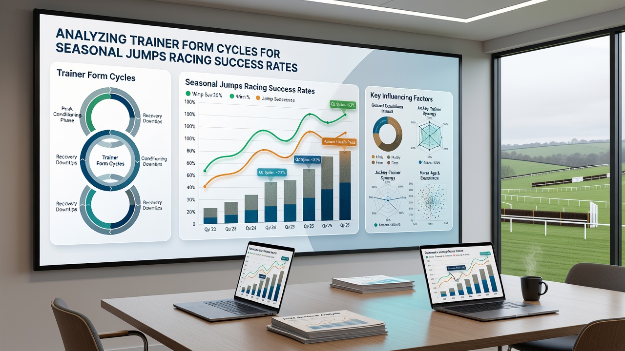 Jumps racing trainer reviewing seasonal performance statistics on a tablet
