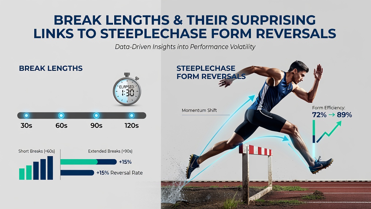 Jockey and horse in steeplechase action illustrating form changes after breaks
