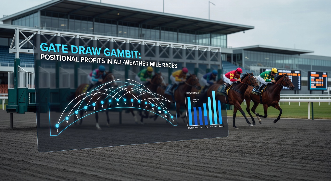 Horses bursting from the gates in a tight all-weather mile race, highlighting low draw advantages on a left-handed synthetic track