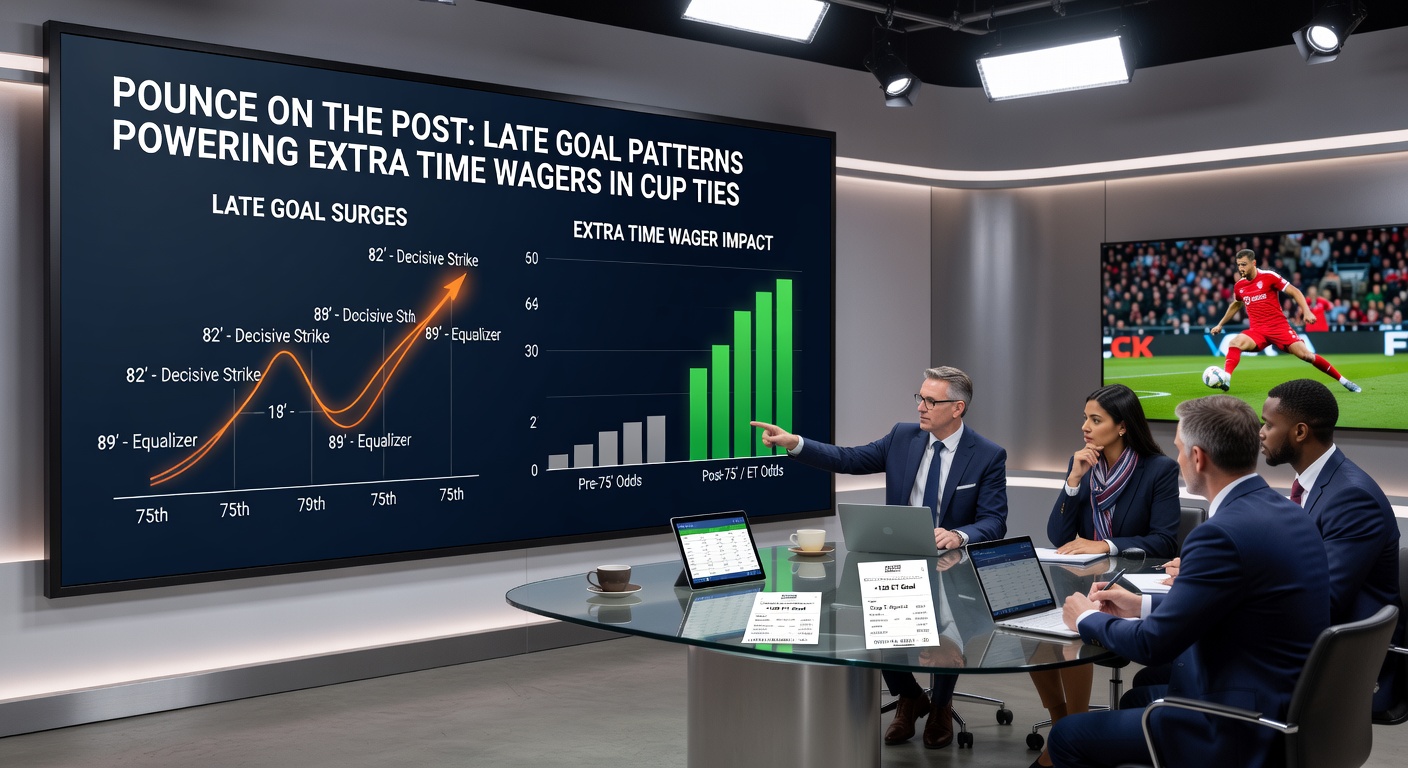 Close-up of a referee checking his watch during tense extra time in a cup semifinal, players exhausted on the pitch