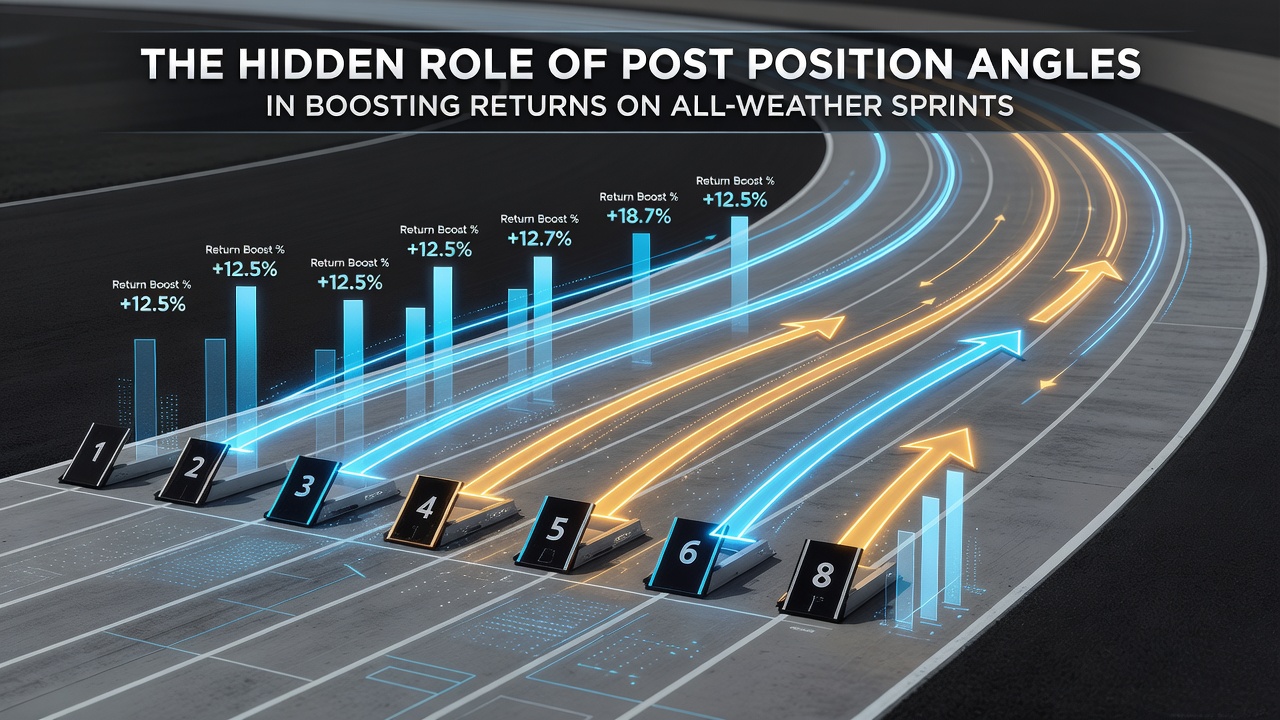 Diagram showing post position distributions across all-weather sprint tracks with highlighted profitable angles
