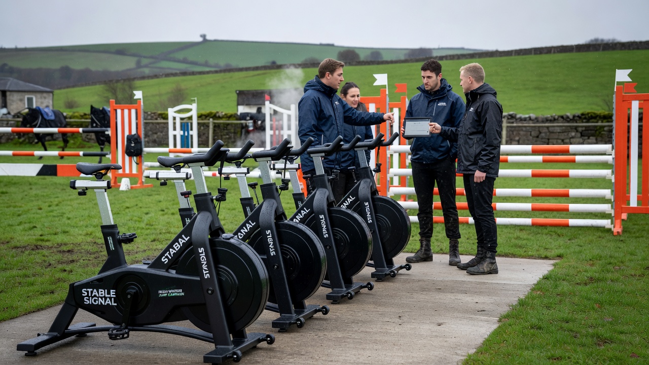 Trainers and stable staff monitoring horses during an Irish winter jump meeting