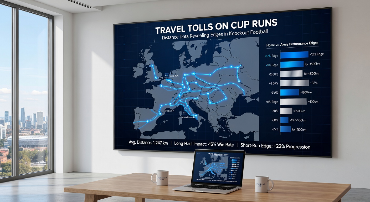 Infographic overlay of flight paths and match result statistics for cup teams