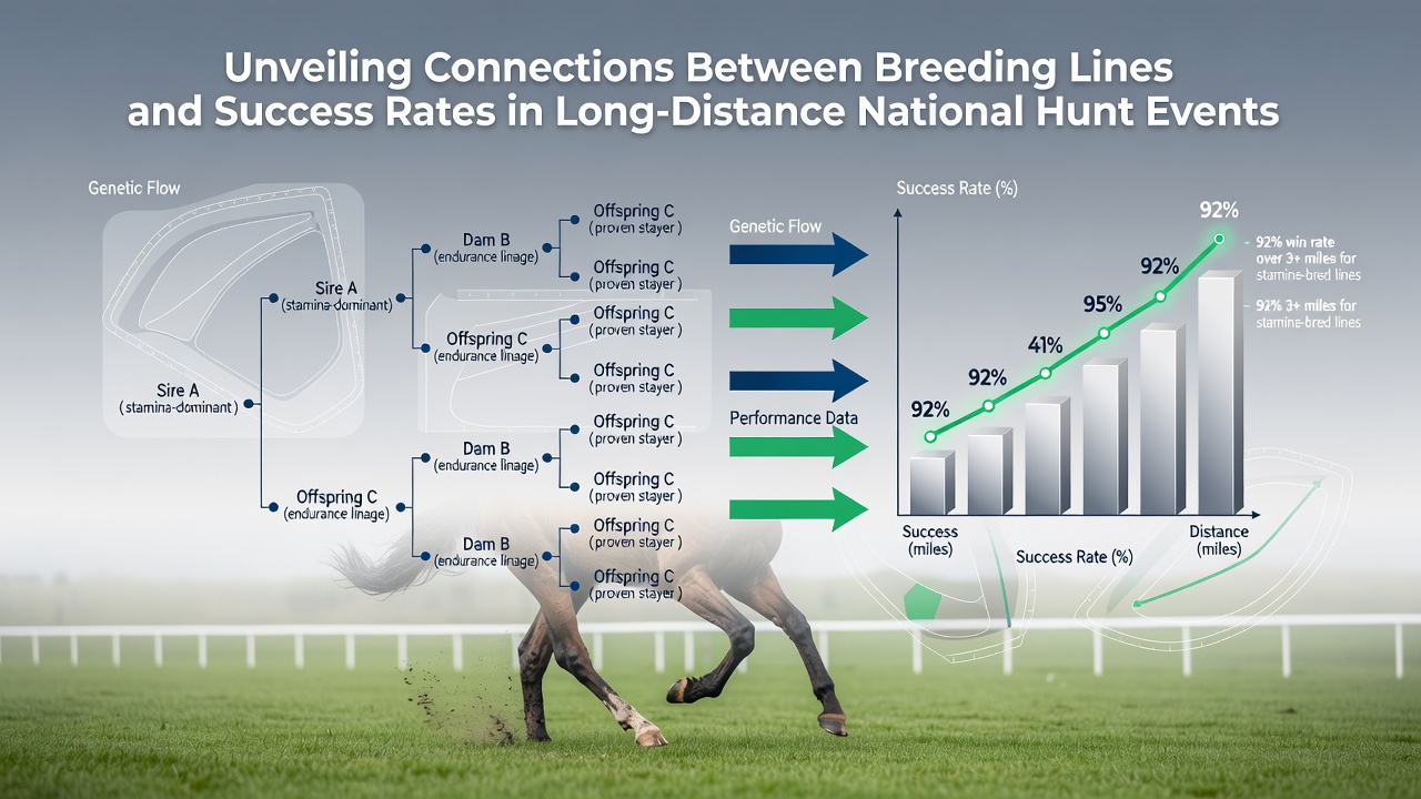 Graph illustrating success rates of different breeding lines in long-distance national hunt races from 2021 to 2026
